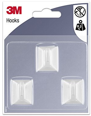 3M Petit Crochet Adhésif Rectangle Blanc - 3 Crochets