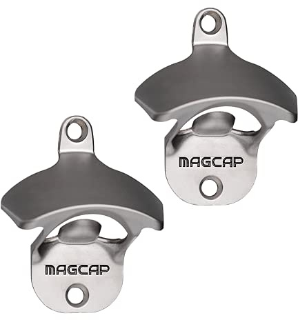 MAGCAP Outdoor Bottle Opener Wall Mounted - Style Magnetic Beer Bottle Opener that Catches Caps - Easy to Install and Incredibly Convenient