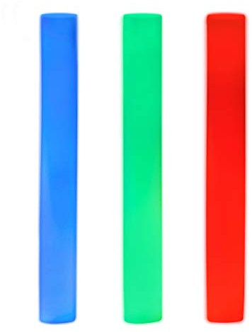 Relaxdays Bâton mousse lumineux 3 LED coloré soirées anniversaires rouge / vert / bleu