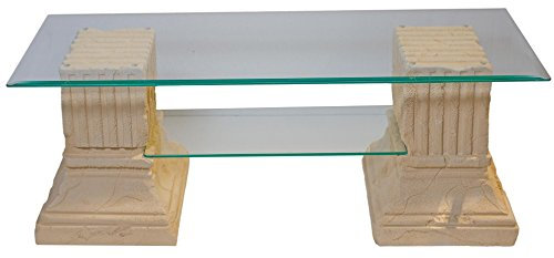 Antikes Wohndesign Couchtisch Wohnzimmertisch Glastisch Säulentisch Steintisch