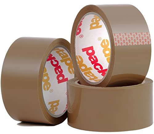 Packatape Brown Packing Tape for Parcels and Boxes - Heavy Duty Brown Packaging Tape Provides a Strong, Secure and Sticky Seal for your Boxes, 3 Rolls Per Pack, 48MM x 66M