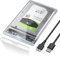 POSUGEAR Boitier Disque Dur 2.5'', USB 3.0 Boitier Externe Disque 5Gbps pour SATA HDD et SSD de 2,5'' et 7 mm/9.5 mm, Boitier SSD accélération UASP&Trim, sans Outils, Câble USB 3.0 Inclus-Transparent