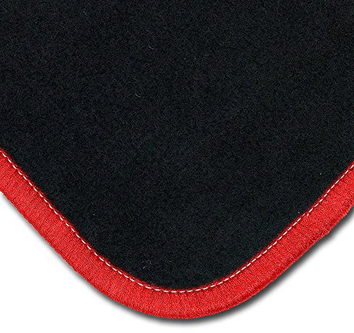 Bär-AfC Auto Fußmatten Classic passend für VW Golf 5 / 1K 2003-2008 BEF rund, Autoteppiche Nadelvlies Schwarz, Rand Kettelung Rot, Set 4-teilig, VW04166