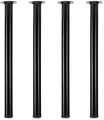 QLLY 28 inch Adjustable Metal Desk Legs, Office Table Furniture Leg Set, Set of 4 (Black)