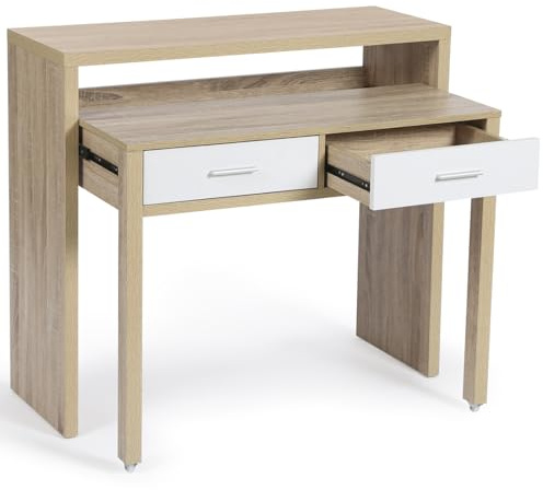 IDMarket - Bureau Extensible Max façon hêtre et Blanc
