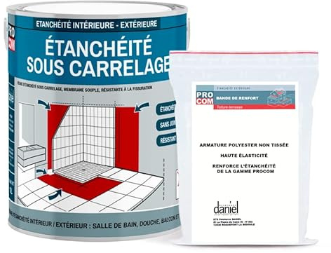 PRO COM Etancheite sous carrelage, KIT douche, salle de bain, pièce humide - résine d'imperméabilisation, protection à l'eau 2.5 litres