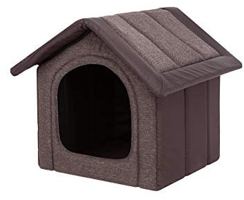 Hundehütte Hundehöhle Hundebett Hundehaus Katzenhöhle mittle M - 44x38 cm braunes Öko-Leder