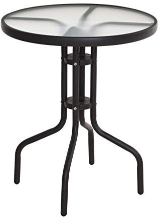 Spetebo Metall Glastisch rund - 70x60 cm - Bistrotisch mit Glasplatte - Gartentisch Balkontisch Terrassentisch Tisch schwarz