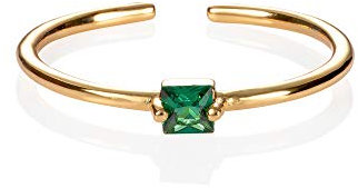 namana grüner Ring in Gold für Frauen, verstellbarer offener Ring für Damen mit einem grünen Stein, vergoldeter Damenring mit einem tiefgrünen Stein, einfacher Goldring für Frauen, Teens, Mädchen