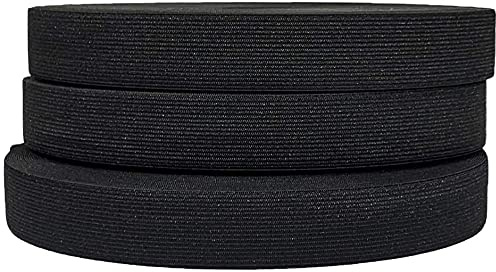 Goma Elástica de Costura de Poliéster, 25 Metros, Disponible en Varios Anchos, Cinta Elástica para Coser y Manualidades (Negro, 35mm)
