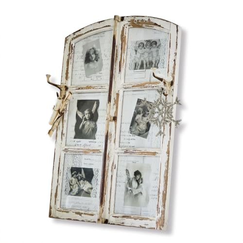 Loberon Dekoboard Armindo, antikweiß | Nostalgie pur, handgearbeitetes Antik-Finish, mit seitlichen Haken, Shabby-Chic, Wanddekoration, Kiefernholz, Glas, Eisen