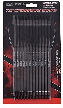 ELONG OUTDOOR Pernos para ballesta de carbono, 12 unidades, con alas de 5 cm, para tiro de caza y tiro con tiro en arco
