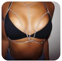 Yienate Catena corpo strati sexy Catena reggiseno argento delicato Crossover Bralette Catena per bikini Imbracatura Collana girocollo scintillante Catena bikini Reggiseno festival Gioielli per donne