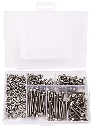 300 teiliges M3 Sechskantschrauben Muttern Set, Edelstahl M3x10 M3x16 M3x20 M3x25 M3x30 Außensechskant Schrauben und M3 Muttern mit Aufbewahrungsbox