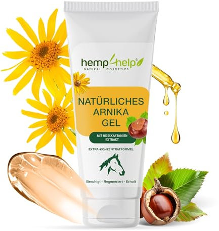 Bio Arnika & Pferdesalbe Gel, Hochkonzentriert: Linderung bei 𝗦𝗰𝗵𝗺𝗲𝗿𝘇𝗲𝗻, Prellungen & Schwellungen, Entzündungen - Natürlich & Effektiv (Vegan, Tierversuchsfrei)