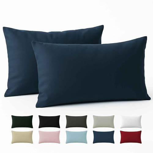 Dreamzie - Kissenbezug 40x60cm - 100% Baumwolle Renforcé - Dunkelblau | 2er Set · Oeko-Tex zertifiziert · mit Reißverschluss · Kopfkissenbezug & Kissenhülle · 57 Fäden/cm² · Weich & Kühlend
