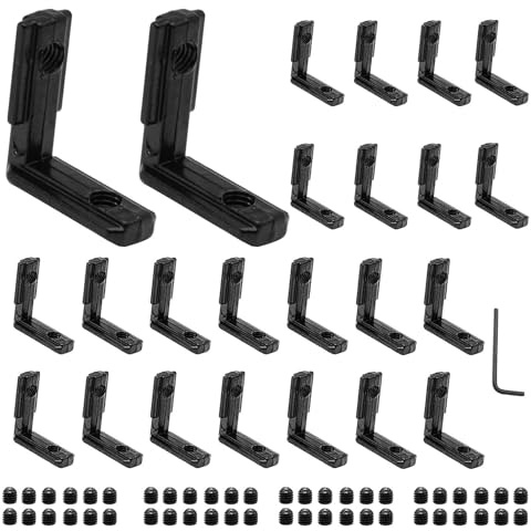 iMetrx 24 Stück 2020 Extrusionsverbinder, Halterung, Gelenk aus extrudiertem Aluminium, Hardware, T-Schlitz-Zubehör, V-Schlitz mit Schrauben für 8020 Aluminiumprofil, 3D-Druckerzubehör