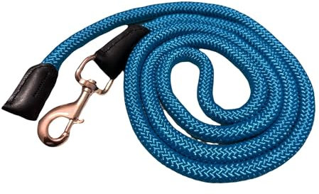 Equipride Luxus-Führstrick für Halfter mit Leder, 18 mm dick, Roségold, Karabinerverschluss (Patrol)