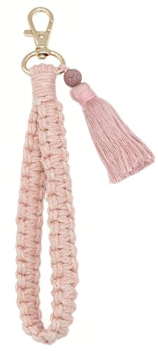Moydolo Makramee Boho niedliche Schlüsselband Armband Schlüsselanhänger Schlüsselkette Handgelenk Lanyard für Frauen Mädchen