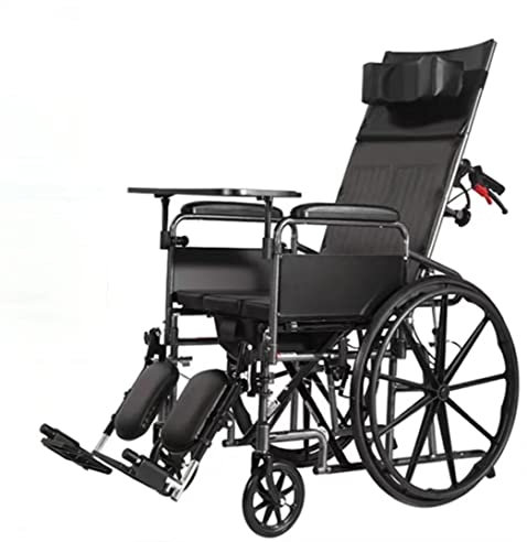 GaRcan Hochlehniger Toilettenrollstuhl, Faltbarer Badezimmer-Duschstuhl, multifunktionaler Rollstuhl, der Sich alleine hinlegen kann, gelähmter manueller Rollstuhl für ältere Menschen
