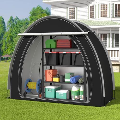 Outdoor Bike Storage Tent, Large Waterproof 2-in-1 Splicable Shed with Double Doors, Bicycle Covers Outdoor Storage Shed, 210D Oxford Fabric PU4000 Waterproof for Motorcycle,Garden Tools UK-DCZP-PJ