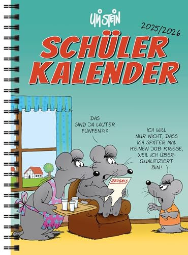 Uli Stenkalender 2024/2025 – Skolkalender med spiral dekal present – skoltimer för 2024 2025 – Möteskalender 2024 2025 med roliga motiv – tecknad kalender