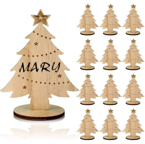Cholemy 12 Stück Weihnachten freistehende Tischkartenhalter für Tisch Urlaub Namenskarten Weihnachten Abendessen Tischkartenhalter Dekorationen Weihnachten Party Supplies (Weihnachtsbaum)
