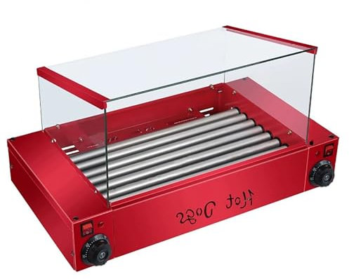 Máquina for hacer perritos calientes, parrilla for perritos calientes, parrilla de acero inoxidable for perritos calientes, máquina for cocinar a la parrilla con cubierta antipolvo for niños y adultos