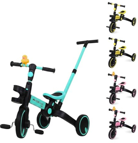 Mobiclinic® kids, Triciclo 5 in 1, Chase, Bicicletta evolutiva, 1-5 anni, Manico e sedile regolabili, Ultraleggero 3, Kg, Montaggio facile, Ruote antiforatura, Fino a 25, Porta bottiglia