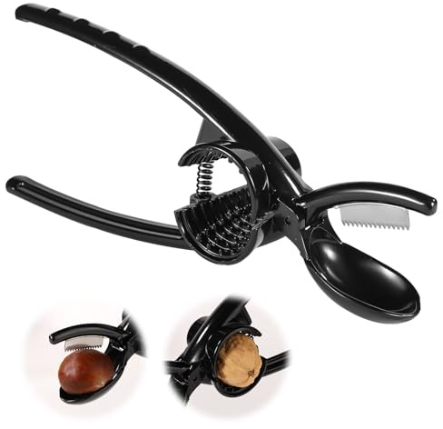 Walnut Cracker, 2 in 1 Nutcracker Chestnut Clip Aluminum Alloy Chestnut Cutter Multifunctional Chestnut Opener Tool Pecan Sheller Nut Crackers for All Nuts (Black)