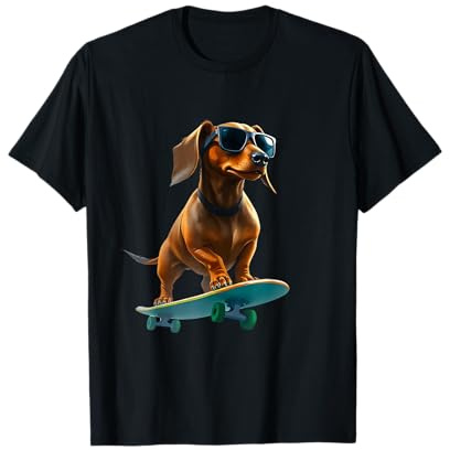 Dachshund auf Skateboard – Lustiges Hundedesign T-Shirt