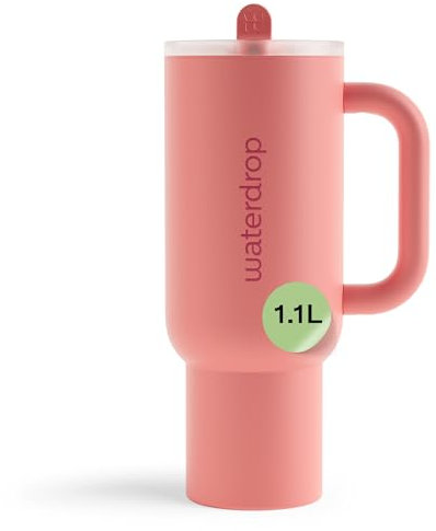 waterdrop® Borraccia Termica con Cannuccia 1.1 Litro - Freddo per 12 Ore -, Acciaio inox senza BPA, Tazza Termica, Thermos Cup, Bicchiere Cannuccia, bottiglia acqua