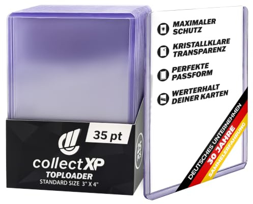 collectXP Toploader 35 pt, 3 x 4 Zoll für TCG & Sammelkarten | Schützt Zustand und Wert deiner Karten – kristallklar, robust und passend für Karten mit Sleeves (50er Pack)