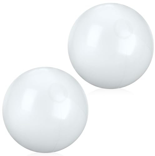 DIELOVEHUA Pallone da Spiaggia, 2 Pezzi Palloni da Spiaggia Gonfiabili Bianca, Palloni Gonfiabili per Bambini Adulti, Giocattoli da Spiaggia, per Feste in Piscina in Spiaggia Estiva