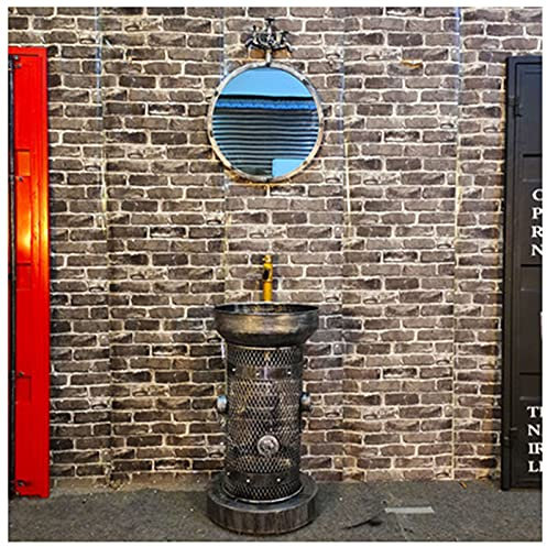 Mobile da bagno in stile industriale con lavabo, mobiletto moderno con rubinetto e scarico, autoportante, 45 x 84,8 cm, C: rame rosso (B: argento con specchio)