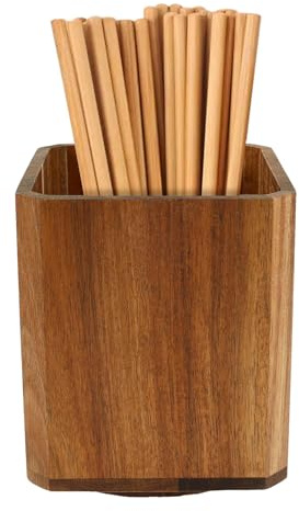 GUIJZSLTRG Wood Utensil Holder 360° Rotating Acacia Utensil Crocks Multipurpose Cooking Spoon Spatula Organizer Kitchen Tool Storage Accessories Rack for Pub Restaurant Countertop(1pcs)