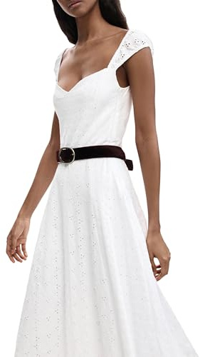 Desigual Abito da Donna con Spalline della Collezione Bianco, XL