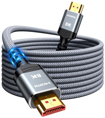 Snowkids 10K 8K 4K HDMI 2.1 Cable 6M, 48Gbps Ultra High Speed HDMI Cable | 8K@60Hz HDMI Lead, 4K@120Hz, eARC HDR10 4:4:4| 21:9, HDCP 2.2/2.3, 3D, VRR, Ethernet, for Latest game console/TV/HDTV/Blu-ray