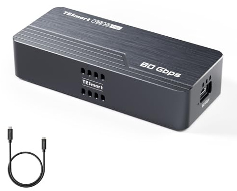 TESmart 80 Gbit/s M.2 NVMe SSD-Gehäuse mit JHL9480-Chip, PCIe 5.0 SSD | Kompatibel mit Thunderbolt 5/4/3/USB4 v2/USB4, intelligente Kühlung | Max. 8 TB | Externer Speicher mit 7000 MB/s