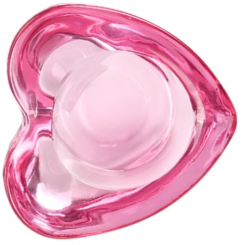 TOPPERFUN Pot à Ongles en Verre Forme Cœur Petit Format sans Couvercle Couleur Rose pour Nail Art Manucure Salon Professionnel