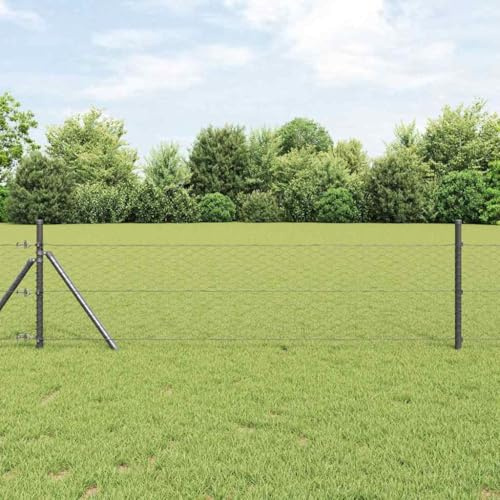 Hexagonzaun Grau 0,6 x 25 m Stahl, halbtransparentes Outdoor-Zaunnetz, witterungsbeständiger Gartenzaun, langlebiges Metallgitter für Garten und Terrasse
