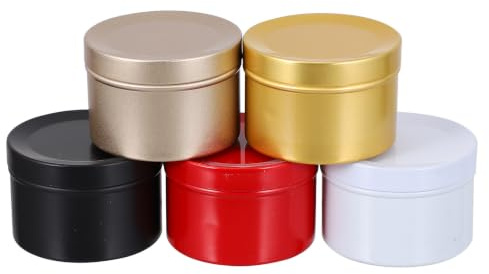 NOLITOY 5 Piezas Tarro de Vela Metalico para Navidad para Velas de Té Dulces de Fiesta Recipientes