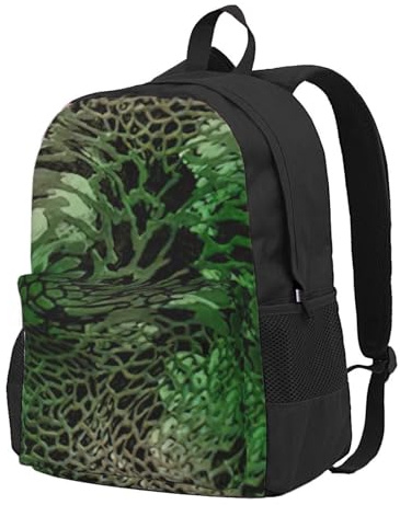 NImongt Mochila de gran capacidad con estampado de serpiente verde para adultos, viajes, escuela, viajes, trabajo, uso diario al aire libre