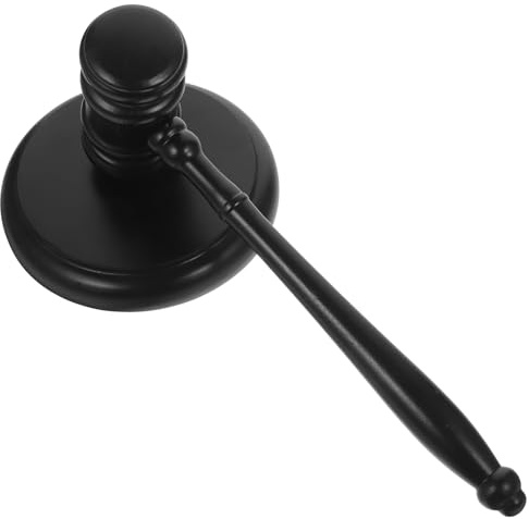 LOPUNER Mazo de Juez de Madera Maciza de Haya Barnizada 42x90 Mm Base, Martillo de Subasta para Tribunal y Oficina, Accesorio Multifuncional para Subastas y Juzgados