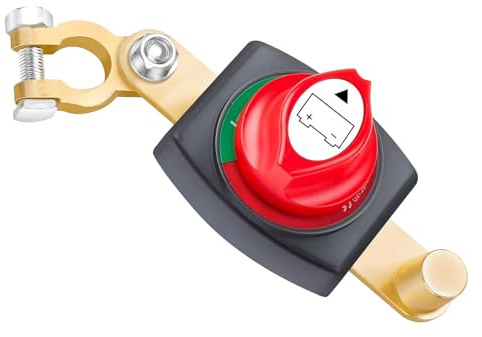Batterie Trennschalter 12V/24V/48V, Einstellbarer 180° Autobatterie Hauptschalter ON-OFF Batterietrennschalter für Truck, Marine, Auto, LKW, Boot, Jacht, Wohnwagen, Motorrad KFZ