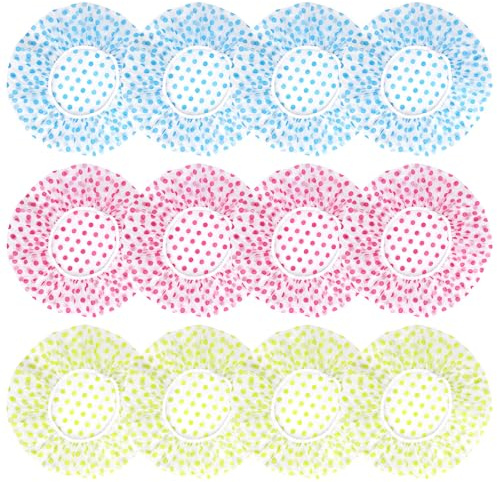 12 Piezas Gorros de Ducha Reutilizables para Hombre y Mujer, Elástico e Impermeable, para Salón, Spa, Viajes, Uso Doméstico, Hotel