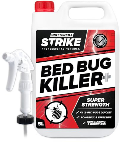 CritterKill Strike Bed Bug Killer Spray 5L with Trigger Spray - Kills Bed Bugs Quickly - Safe for Use in Bedrooms - Dual Active Ingredients for Better Results