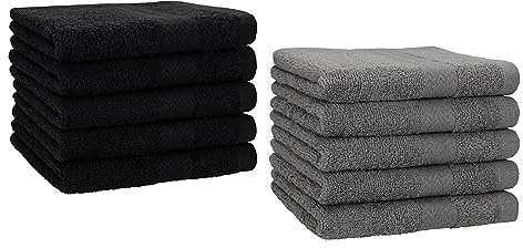 Betz 10 Stück Gästehandtücher Premium 100% Baumwolle Gästetuch-Set 30x50 cm Farbe schwarz und anthrazit