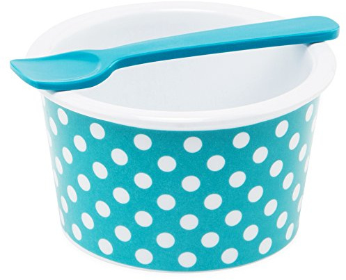 Zak Designs ZAK Dotty Eisbecher Ø 8 cm mit Eislöffel, Blau/Weiss