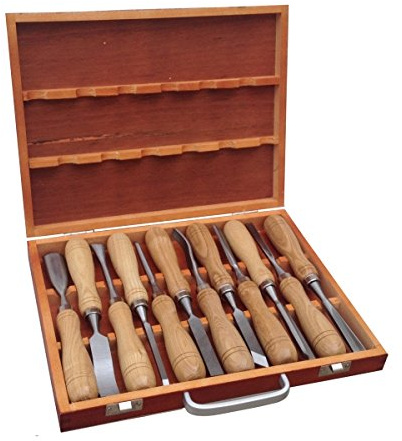 Sgorbie e scalpelli a taglio per legno professionali set 12 pz in valigetta